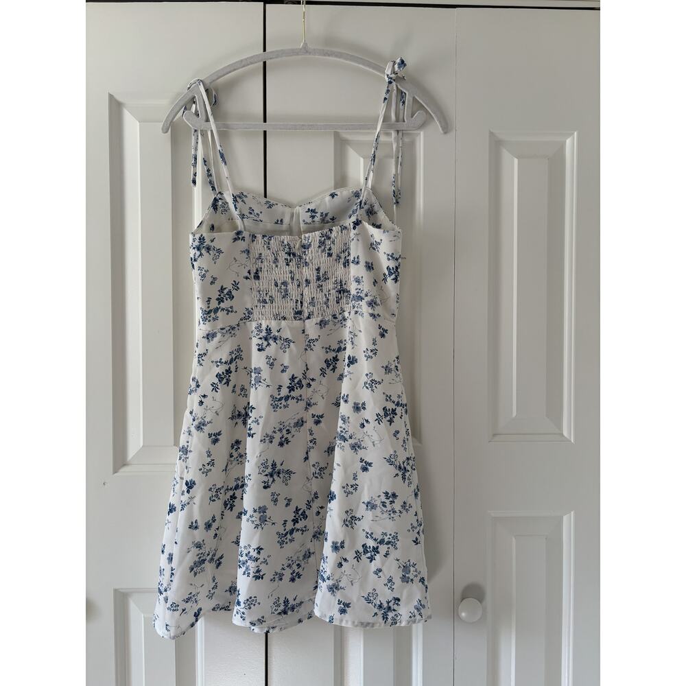 J.ING White Blue Floral Mini Dress Size S - Picture 8 of 9
